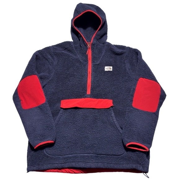The North Face Campshire Hoodie Mens XL Navy Fleece Pullover Sherpa